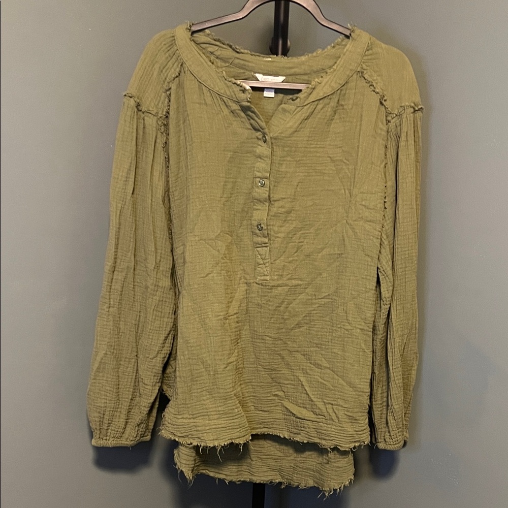 Cato Sage Green Frayed Blouse